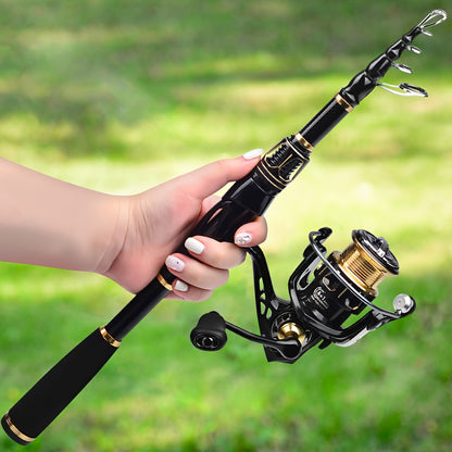 PROBEROS Fishing Rod Reel Combo Kit -Spinning Reel, 1.8m-2.4m/5.9ft-7.9ft Pole, Line, Lure, Hooks - Full Set with Storage Bag
