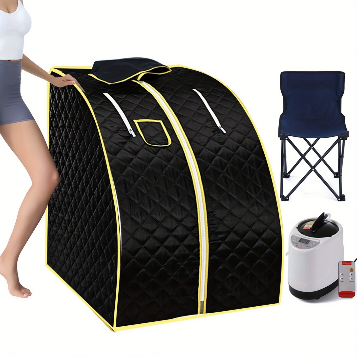 Portable Steam Sauna, Stainless Steel Stand, 87.92oz Personal Therapeutic Sauna For Weight Loss, Detox Relaxation, Suana Room With Remote Control, Foldable Chair