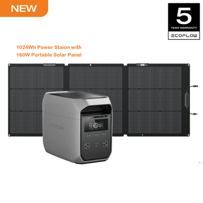 EcoFlow Portable Power Station DELTA 3 Classical (160W Solar Panel SKU Optional), 1024Wh LiFePO4 Battery, 1800W AC Output with X-Boost technology, 1 Hr Fast Charge, Solar Power Bank For Home or Outdoors Use