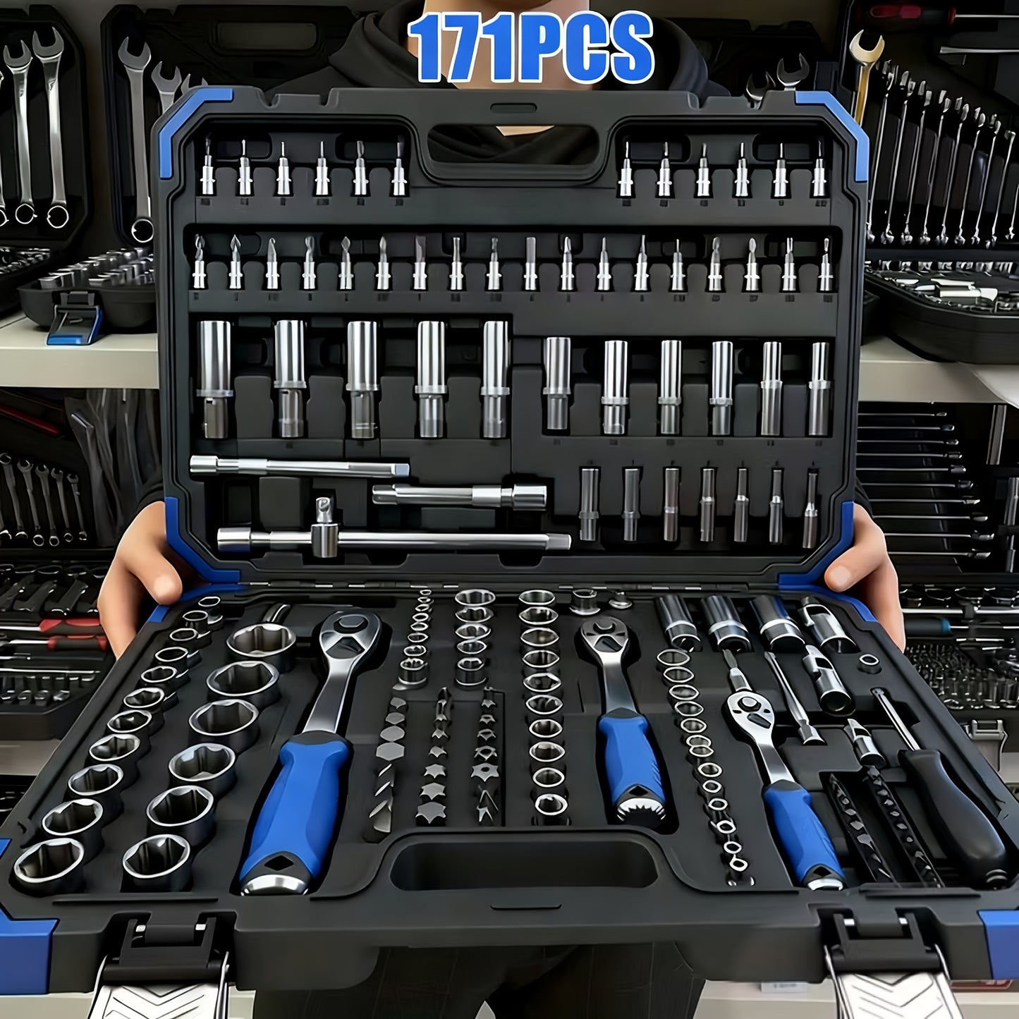 171/53+1 piece car repair tool set, 72 tooth ratchet wrench and durable toolbox storage box, perfect for car repair, home and DIY projects, worry free operation for men and women, easy to control, holiday gift set for boyfrie