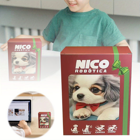 2025 New Electric Pet Robot Dog Toy with Moving Forward/Backward, Barking & Interactive Sensory Stuffed Animal - Realistic Expressive Eyes, Fluffy Ears, Soft Body, Control via, Birthday Gift & Adults, Compatible with Smart Ho