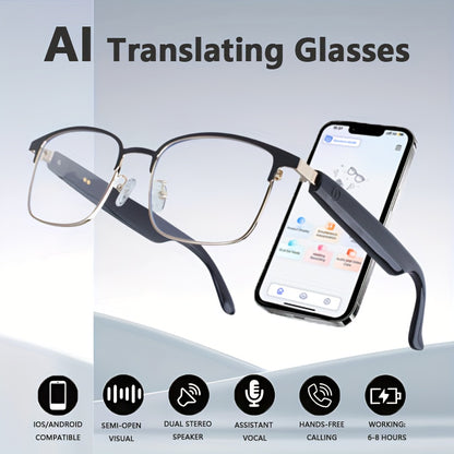 AI Smart Translation Glasses, Supporting 164 Languages, Polarized Lenses, Built-in Microphone Speaker, AI Voice Assistant, Compatible With IOS/Android, Suitable For Both Men And Women, Halloween Gifts