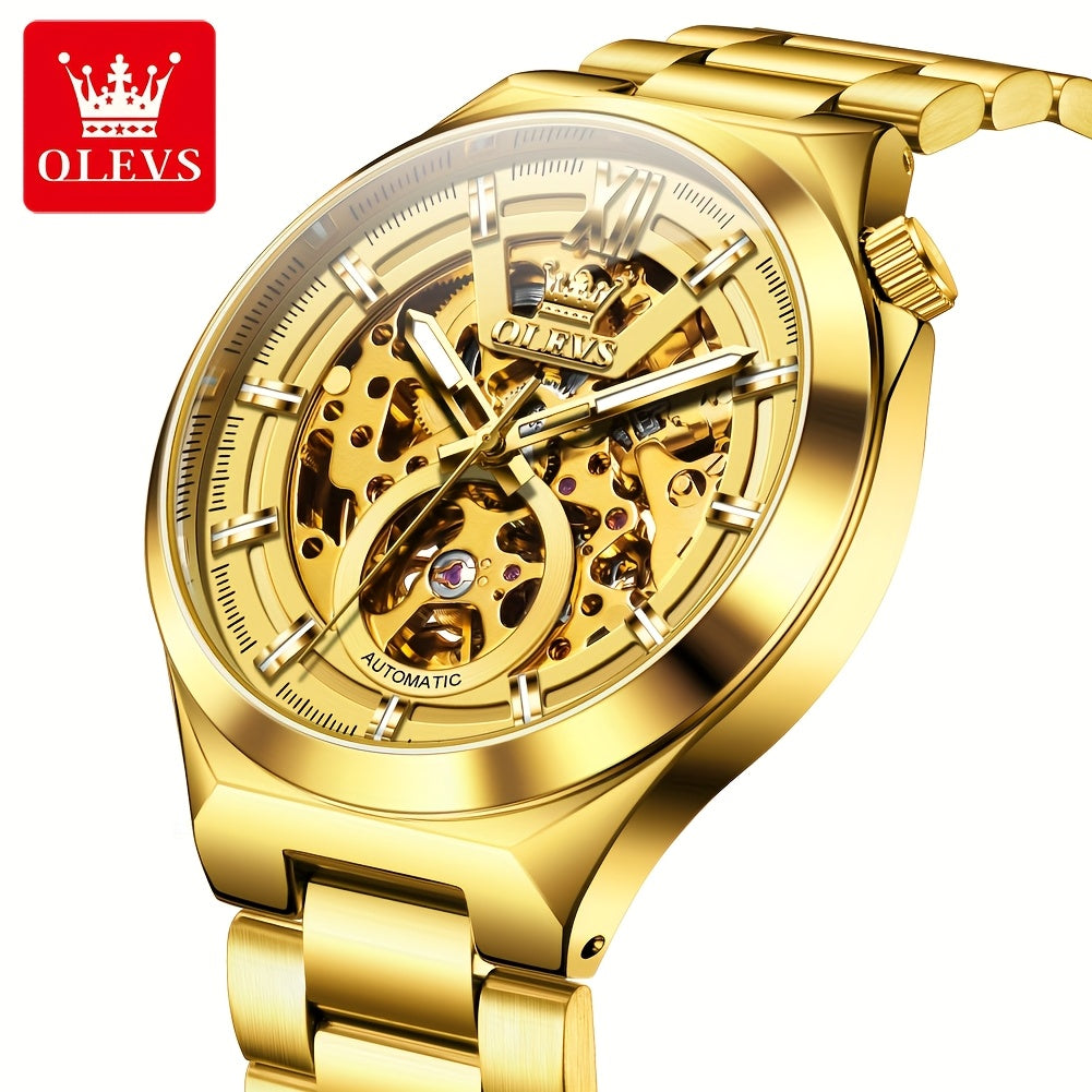 OLVES Stainless Steel Automatic Mechanical Watches For Men Luxury Top Brand Business Fashion Men'S Watches New Trend Classic Original High Quality Best Selling Men'S Wrist Watches, Without Battery