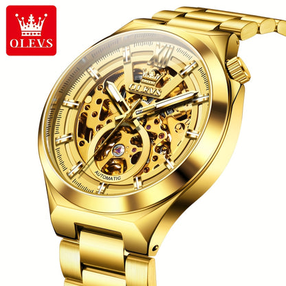 OLVES Stainless Steel Automatic Mechanical Watches For Men Luxury Top Brand Business Fashion Men'S Watches New Trend Classic Original High Quality Best Selling Men'S Wrist Watches, Without Battery