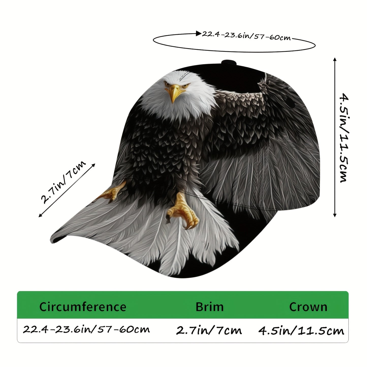 1pc Majestic Eagle in Flight Baseball Cap - Lightweight Adjustable Snapback Hat, Non-Elastic Fit for Outdoor Sports, Hiking, Cycling, Everyday - All-Season Unisex Cap for Men & Women - Ideal Gift for Nature Lovers, Hiking Acc