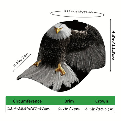 1pc Majestic Eagle in Flight Baseball Cap - Lightweight Adjustable Snapback Hat, Non-Elastic Fit for Outdoor Sports, Hiking, Cycling, Everyday - All-Season Unisex Cap for Men & Women - Ideal Gift for Nature Lovers, Hiking Acc