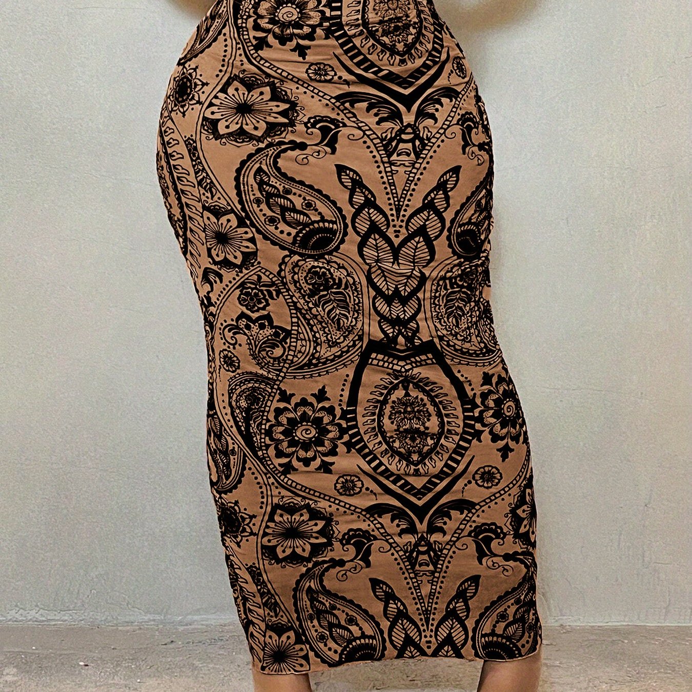 Women's Casual Long-Flowing Maxi Skirt with Intricate Floral And Geometric Print - Lightweight Mesh Fabric, Perfect for Spring/Summer/Fall, Casual Attire|Floral Print, Skirts for Women, Maxi Skirts for Women, Elegant Women's