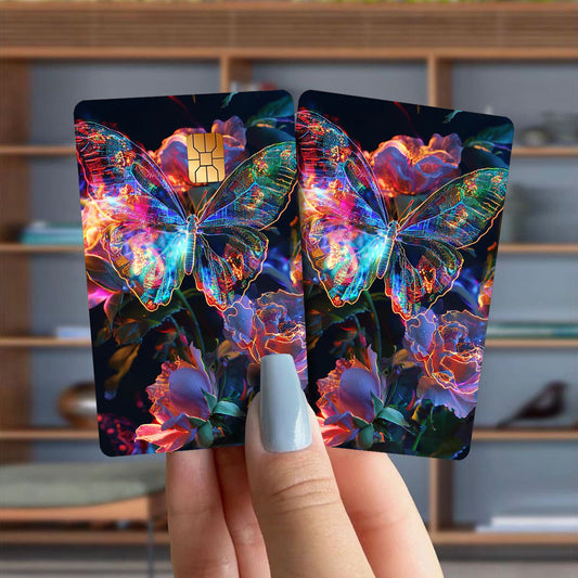 3pcs, 1pc spare Colorful Fluorescent Butterfly Pattern Sticker Set, Durable privacy stickers Suitable for Credit Cards, Transit Passes, Debit Cards, keys, and More, protects bank card