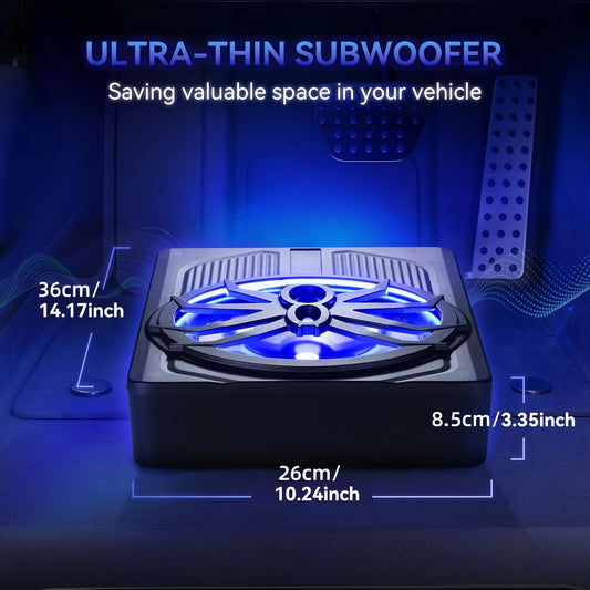 10-inch Spider Subwoofer with 800W Built-in Amplifier | LED Blue Light, High/Low Level Input, -fit Enclosure for Car/Truck Audio