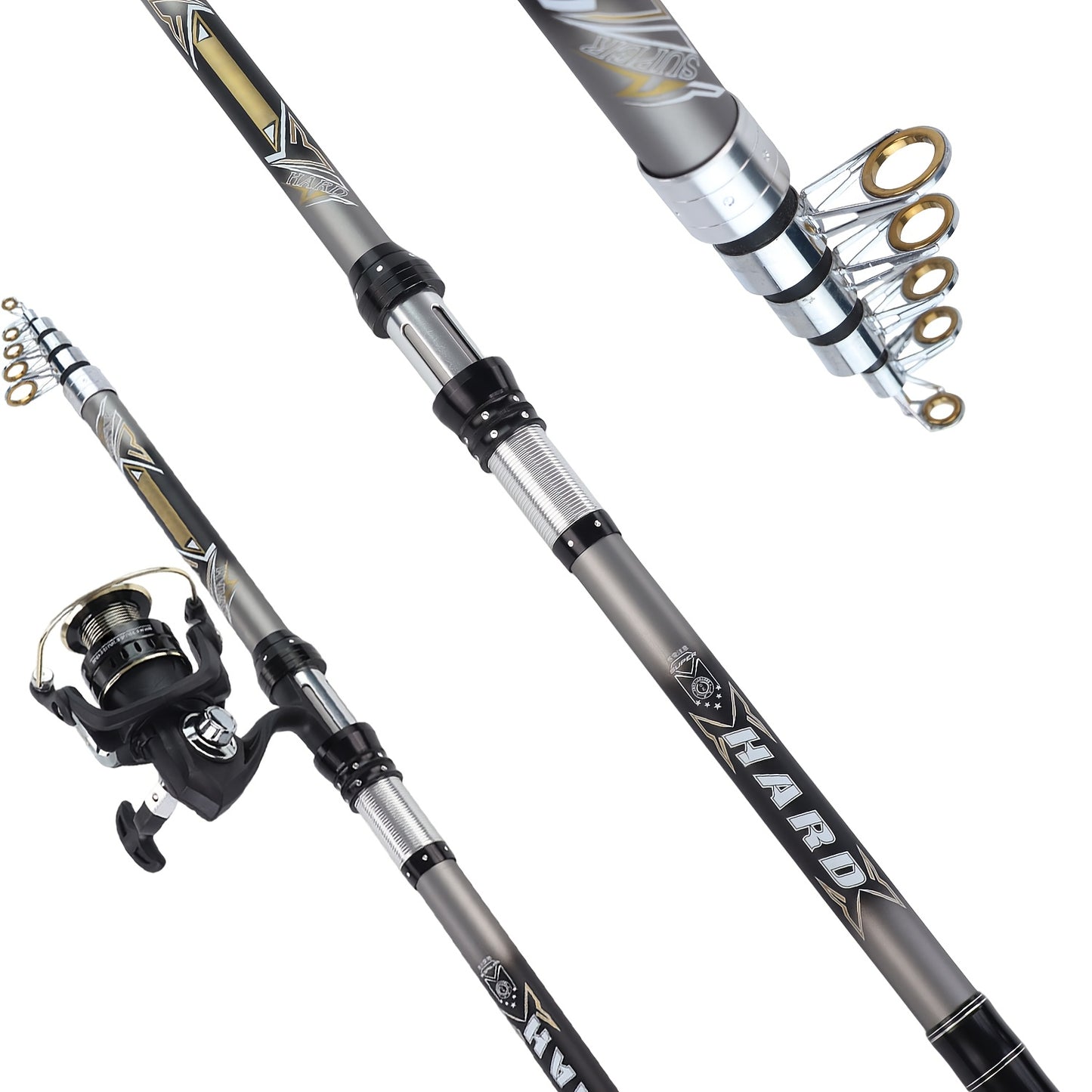 MINGWO's new rock fishing rod telescopic long throw rod throwing rod combination set, straight handle rod spinning wheel two-piece set, lure fishing wheel rotating reel, fishing line wheel bait reel, universal seawater corros