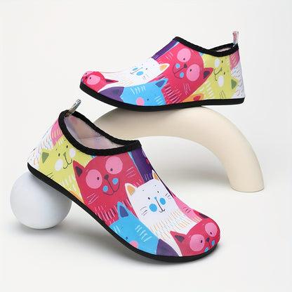 New Women'S Beach Shoes with Cute Cartoon Prints, Slip-Resistant, Sand-Proof, Soft Soles, Quick-Drying, Designed to Prevent Scratches, Suitable for Outdoor Water Activities, Indoor Sports, Fitness, Floor Socks, Yoga Shoes, Tr
