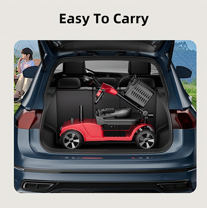 4 Wheel Electric Kick Scooter with Seat - 250W Motor, 15 mph Speed, Foldable Tandem Scooter with Backseat Chair and Front Basket, 265 lbs Capacity, 8-inch Solid Tires, Lightweight 82 lbs, Long-Lasting Battery, Can Be Used on