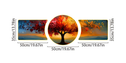 2D Flat, Three-piece Landscape Tree Wall Hanging Decoration, Waterproof Background Wall Decoration Painting, Light Luxury Style Wall Carving Decoration, Suitable for Home, Living Room, Office
