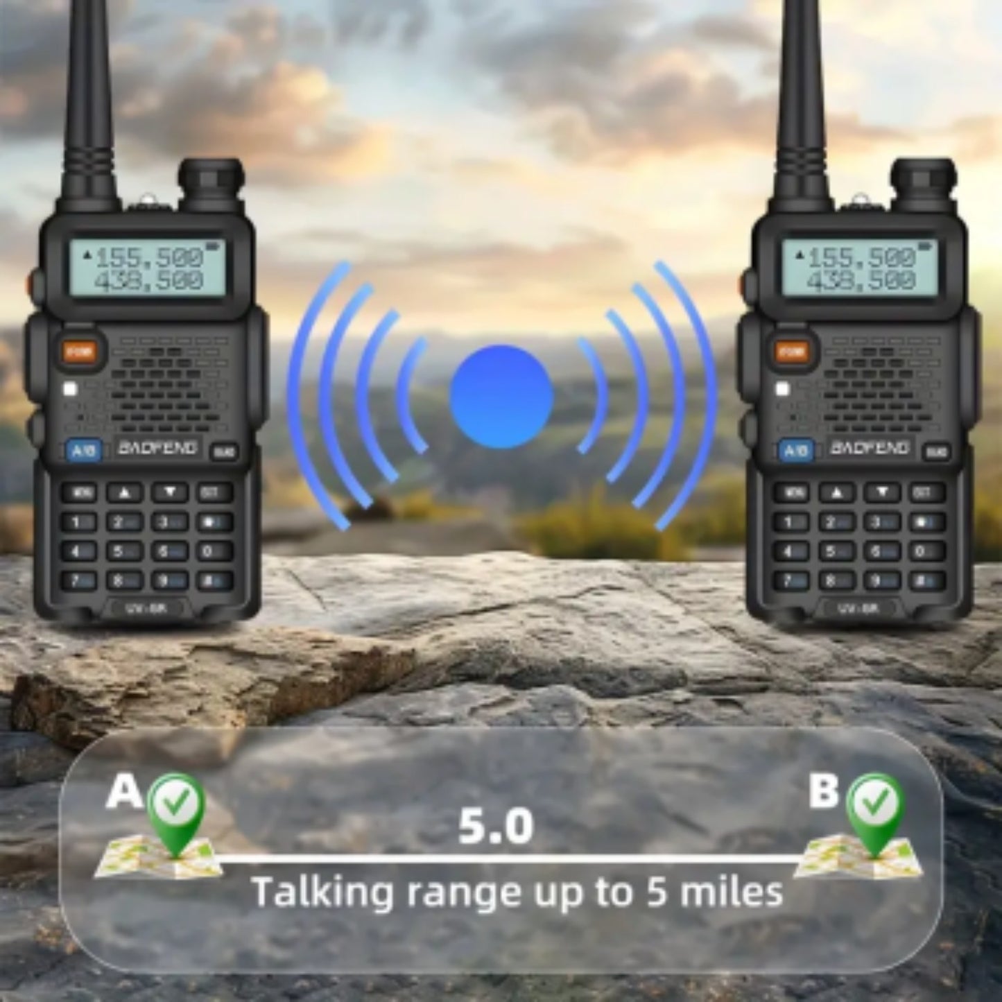 Set of 8 Baofeng UV-5R 5W Radios, Long-Distance Walkie-Talkies Equipped with a Flashlight, Featuring a Two-Way Handheld Design with an Ultra-Long Standby Time of 48-72 Hours, Ideal for Survival Gear During Hunting And Camping
