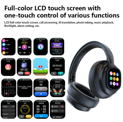 New hybrid active noise-cancelling headphones(with touchscreen), intelligent AI translation, remote control photography, wireless headphones with microphone, soft ear pads, multiple EQ bass, comfortable fit ear cups, suitable