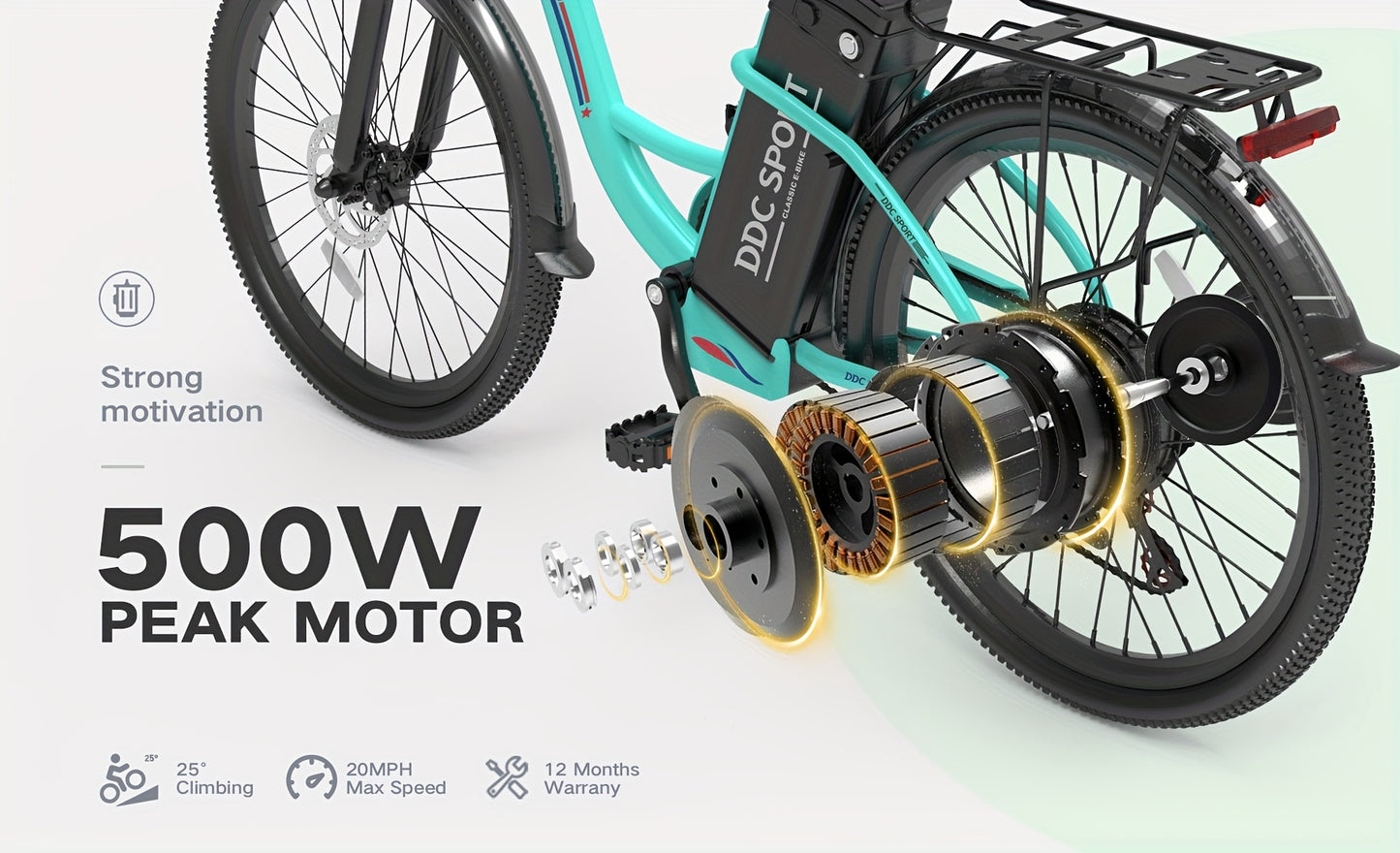 350-500w Powerful Motor, 20-26MPH Commut Erelectric Bike, LCD Display, 7 Speed Shift Adult Electric Bicycle, 36V 10.4A Lithium Battery, 24-inch Wheels, Aluminum Alloy Body, Front Fork Shock Absorber, Headlights, Night Driving