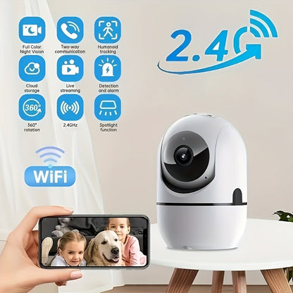 4MP 360° Indoor Smart Security Camera, 360° Pan/tilt Home Security Camera, 5GHz And 2.4GHz Dog Camera With HD Video, Two-way Audio, Night Vision Function, Human Shape Motion Detection And Pet Monitoring, Can Be Used With Al