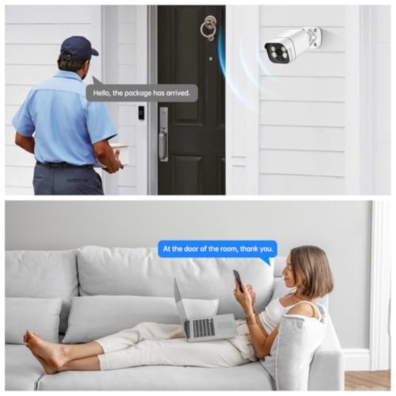WESECUU Poe Security Camera System 4K CCTV Camera Security System 4pcs Home Security Cameras Outdoor 2Way Audio Human Detection 8CAM (1 CAM), Property Protection, Outdoor Surveillance, Modern Security, Compact Design, Durable