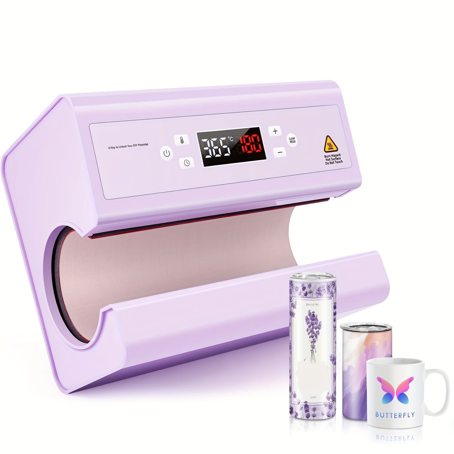 Auto Tumbler Heat Press Machine 30oz Mug Press Automatic Rotation Full Print, Temp & Time Setting, Cup Transfer Machine for 11-30oz Ceramic, Glass, with Sublimation Papers, Heat Tape & Gloves