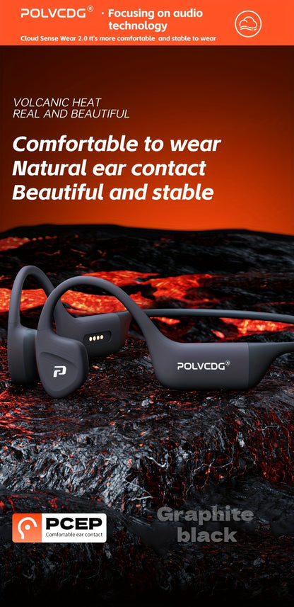 POLVCDG Audio new upgrade sound sense 2.0 X16 wireless bone conduction headset, professional sweat and, clear talk with microphone, magnetic charging port long life, large memory wireless/MP3 dual-mode one-click switch, suita