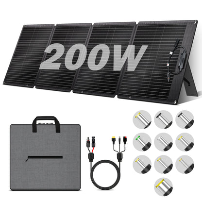 10pcs Adapter 100W/200W Solar Panel|1600W 1024Wh Power Station, LiFePO4 Battery UPS, Supports Series/parallel Connection, Widely Used In Solar Home Systems, 110V AC Socket And Multi-output LED Light, Suitable for Family Campi