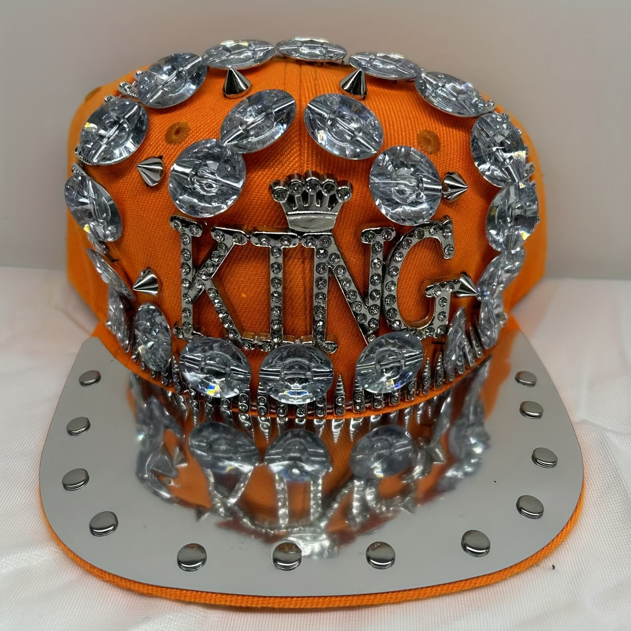 Unisex Stylish Rhinestone "KING" Baseball Cap - Lightweight Polyester, Black with Sparkling Embellishments, Perfect for Casual Outings and Parties, Statement Fashion | Edgy Baseball Cap | Metallic Accents