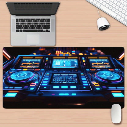1pc DJ Equipment with Colorful Lights HD Printed Pad for Desk, Multi-Functional XXL Mousepad, Keyboard Gaming Mouse Mat, Office Computer PC Gamer Desk Mat, Gifts for Family Friends