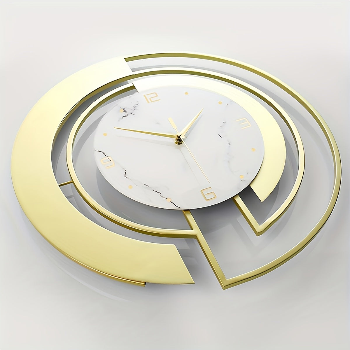 Creative Geometric Metal Wall Clock, Silent Art Decor for Living Room and Bedroom, Battery-Powered, Round Shape, AA Battery Required (Not Included) - Mi-Yi, Wall Clock Living Room