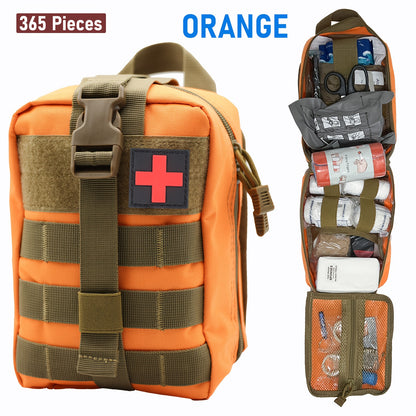 358pcs/153pcs Ultimate Tactical First Aid Kit With IFAK Pack - All-in-One Emergency Supplies, Portable & Durable Orange/Red/ Outdoor Kit With Tweezers, Fracture Splint, Whistle, Scissors & More For Hiking, Camping, Hunting, C
