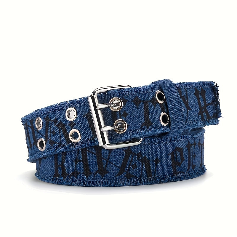 Women'S High-Waisted Denim Waist Belt with Embossed Geometric Pattern - Double-Breasted Casual & Sporty Belt, Black, Perfect for Jeans or Dresses, Versatile Fashion Accessory, Highwaisted Belt