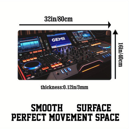 1pc Gemini G4V Controller Design Mousepad, Non-Slip Rubber Base, Washable Oblong Desk Mat for DJs, Professional Mixing & Effects Setup, Modern Black with Illuminated Displays, Mouse Pads for Desk