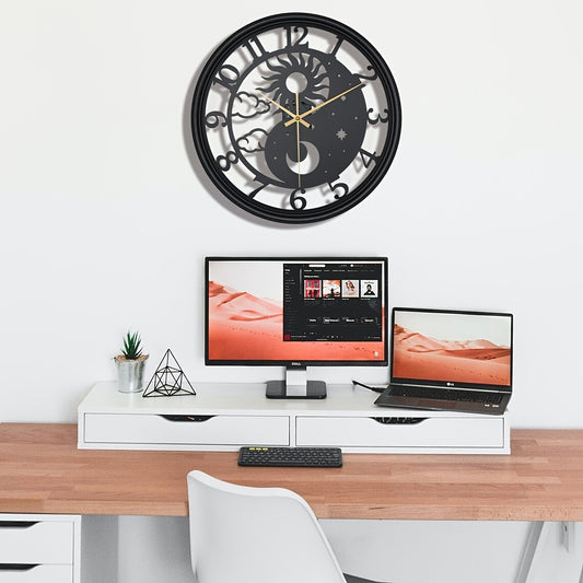 Sun and Moon, Creative and Simple Interior Decoration, Silent Design, Nordic Wall Clock, Suitable for Home Living Room, Dining Room, Study Room, Shop, Valentine's Day, Halloween, Christmas Gifts, Holiday Gifts, Shop Decor, Mi