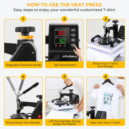 Valentines Day Gifts Heat Press Machine for Shirts 12"x10" Sublimation Shirt Heat Press Machines, 360 Degree Swing Away Sublimation Transfer Printer Fast Heat-up, Digital Precise Temperature Control, High-Security HTV Vinyl H