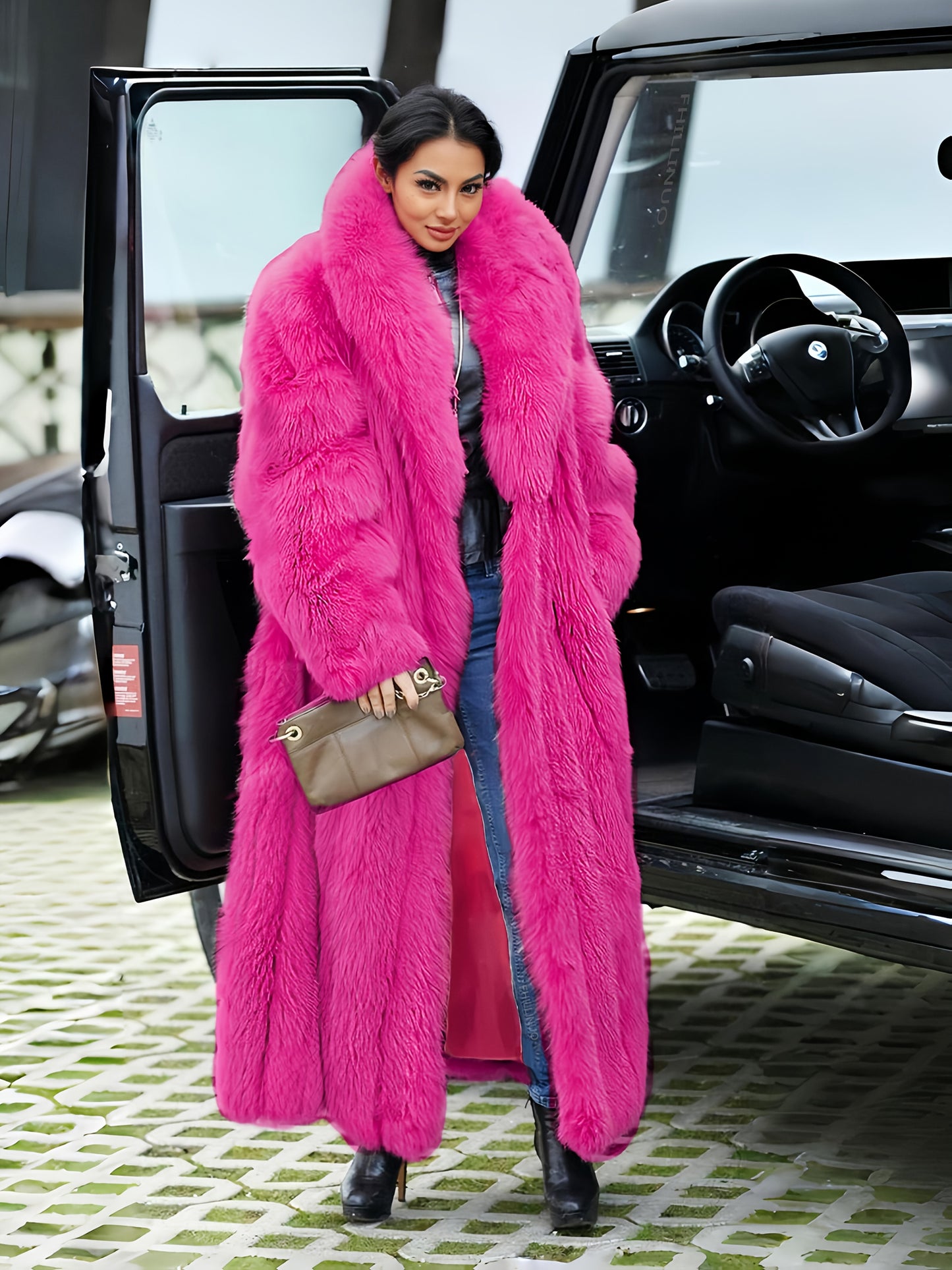 FHILLINUO Chic Women'S Faux Coat | Long Length, Solid Color, Single Breasted, with Pockets, Comfortable and Warm for Fall/Winter