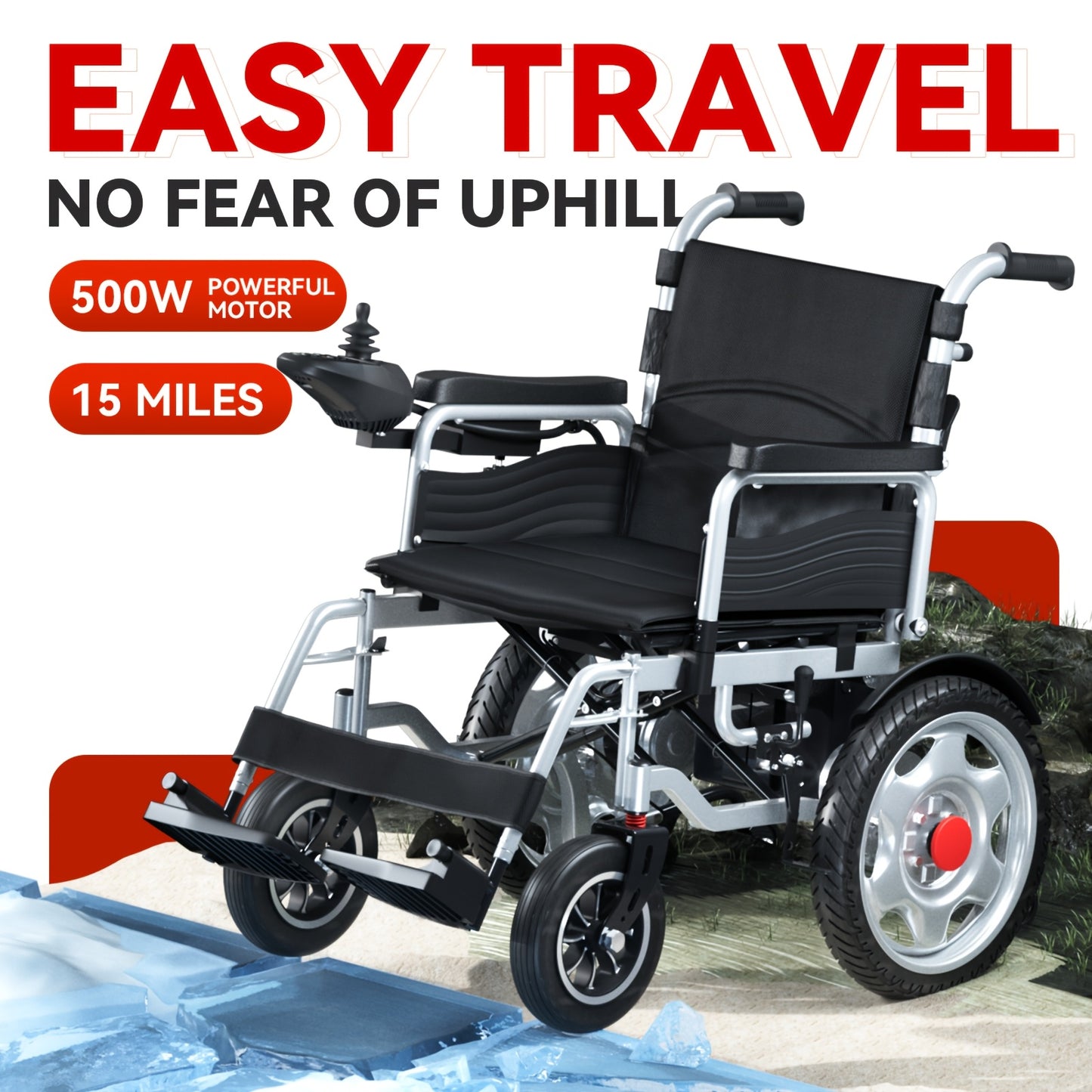 HOMYKING Ultra-Lightweight Electric Wheelchair, 360° Flexible Joystick Control, One-Second Foldable Design, 17-Mile Range, 3.5 MPH Max Speed - Perfect For Adults & Seniors - Ideal For Travel & Home Use