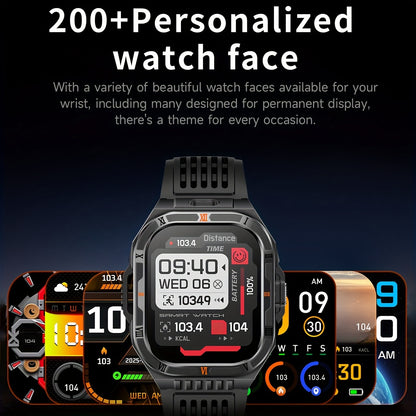COIUSOR Men'S & Women'S Outdoor Sports Smart Watch with Flashlight, 1100mAh Large-Capacity Battery, Built-in Compass, 100+ Sports Modes, 2.01" HD Display, Wireless Calls, AI Voice Assistant, USB Rechargeable - Ideal Holiday G