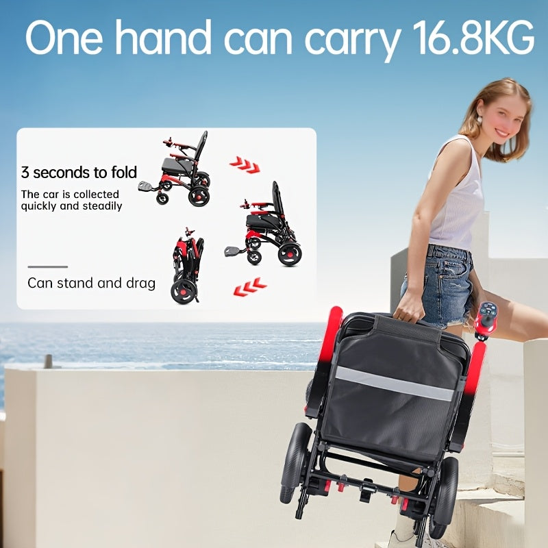 Load Capacity 350 Pounds, Frame 16.8kg, 15-17 Miles Long Battery Life Upgrade Smart Electric Wheelchair, Adult Electric Wheelchair Scooter, Light Step Folding, Put Into The Trunk, Removable Lithium Battery, Suitable For Trave