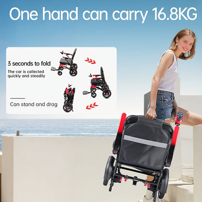 Load Capacity 350 Pounds, Frame 16.8kg, 15-17 Miles Long Battery Life Upgrade Smart Electric Wheelchair, Adult Electric Wheelchair Scooter, Light Step Folding, Put Into The Trunk, Removable Lithium Battery, Suitable For Trave
