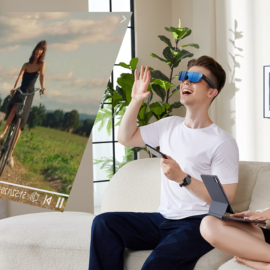 TQSKY T1 AR Smart Glasses | Portable Personal Cinemas | 150'' OLED HD Displays | Dual Speaker Audios | Perfect for Travel, Flight & Home Theater, Travel Entertainment, Portable Cinema, Lightweight Glasses, Sleek Design, Advan