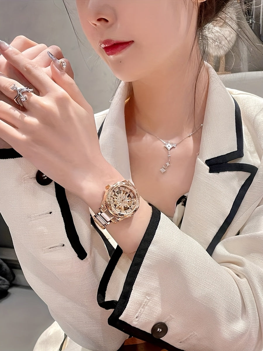 Fashionable Women'S Watch with Sunflower Design, Suitable for Swimming And Daily Wear.