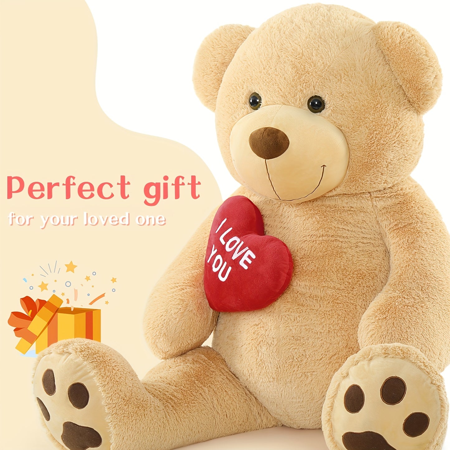 Giant Teddy Bear 6ft Stuffed Animals - "I Love You"Red Heart Jumbo Human Size Teddy Bear for Girlfriend, Boyfriend, Wife, Lover-Birthday, Anniversary, Valentines, Or Long Distance