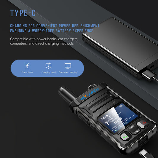 OMIZN T6 POC Walkie Talkie with US Local SIM Card - Long Range up to 5000 Miles, Unlimited Range Communication, No Monthly Fees, Zinc Alloy Ultra-Thin Lightweight Design, Compatible with 2.4G/3G/4G/5G Networks, for Profession