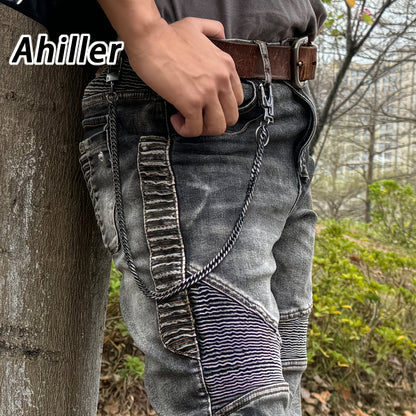 Ahiller Business Style Wallet Chain, Hip Hop Style Keychain - Dual Lock Security Design, Outdoor Camping, Traveling Accessory for Motorcycle/Daily Use with Scratch Resistant Coating, Men's EDC Carrying Gear Chain, Perfect Gif
