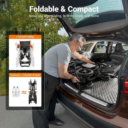 100% Carbon Fiber Electric Wheelchair 28lbs Ultra-Light Foldable No Assembly Required Dual Batteries 28-Mile Range All-Terrain Capable And FAA Approved