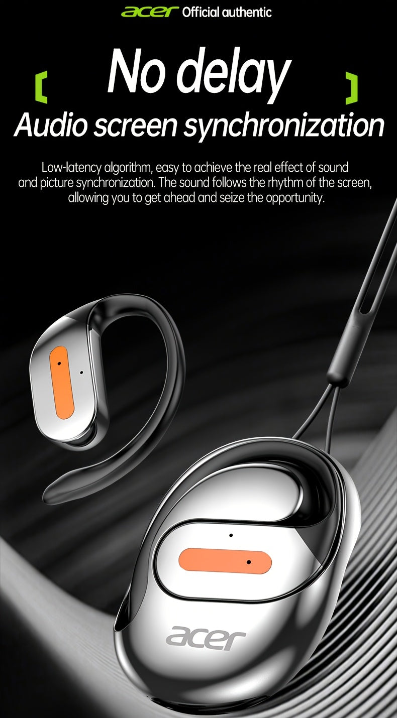 Acer True Wireless Earphones with Microphone, TWS Headphones, Touch Volume, Wireless Sports Earhooks, LED Display Charging Case, Half Open Back, HD Talk, Compatible with Mobile Phones, Rechargeable Battery, Type-C Charging, S