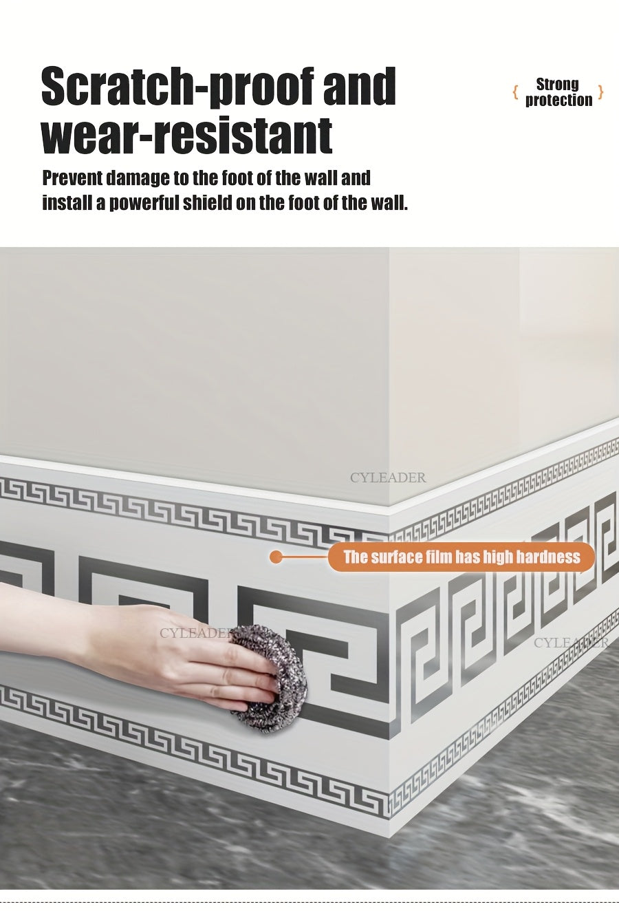 1 Roll, 197 inches x 3.94 inches, Large Roll Thickened Version, European Style Marble Tile Panel Wallpaper, Self-Adhesive PVC Faux Brick, Peel and Stick, DIY Removable No Residue, Waterproof, Wear-Resistant, Long Lifespan, Be