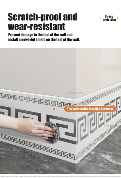 1 Roll, 197 inches x 3.94 inches, Large Roll Thickened Version, European Style Marble Tile Panel Wallpaper, Self-Adhesive PVC Faux Brick, Peel and Stick, DIY Removable No Residue, Waterproof, Wear-Resistant, Long Lifespan, Be