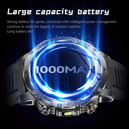 Paearofero 1000mAh Large Battery Outdoor Smartwatch, LED Flashlight, Wireless Calling, Voice Assistant, Multi-Function Reminder, Sports Fitness, 1.7-inch HD Display, Alloy Body, Men'S Smartwatch for iPhone&Android, Holiday Gi