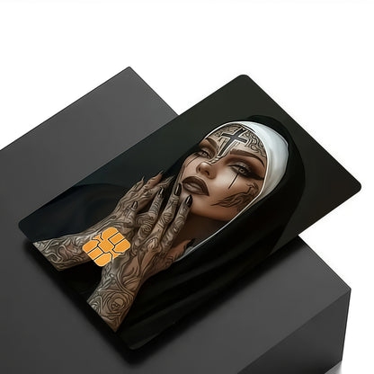 Elegant Nun-Themed Ultra-Thin Non-Residue PVC Sticker - Scratch-Resistant & Anti-Slip, High-Quality Vinyl Decal for Credit Cards, Bank Cards, Debit Cards, Passports, Key Cards