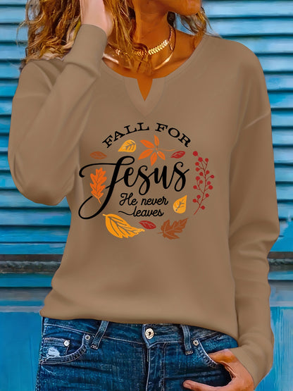 Women'S V-Neck T-Shirt - Fall Inspirational Christian Faith Apparel & Fall Leaves Design, Soft Everyday Church Outfit Essential for Women, Casual Wear & Seasonal Fashion, Autumn Theme Shirt, Comfortable Fit Shirt, Faithbased